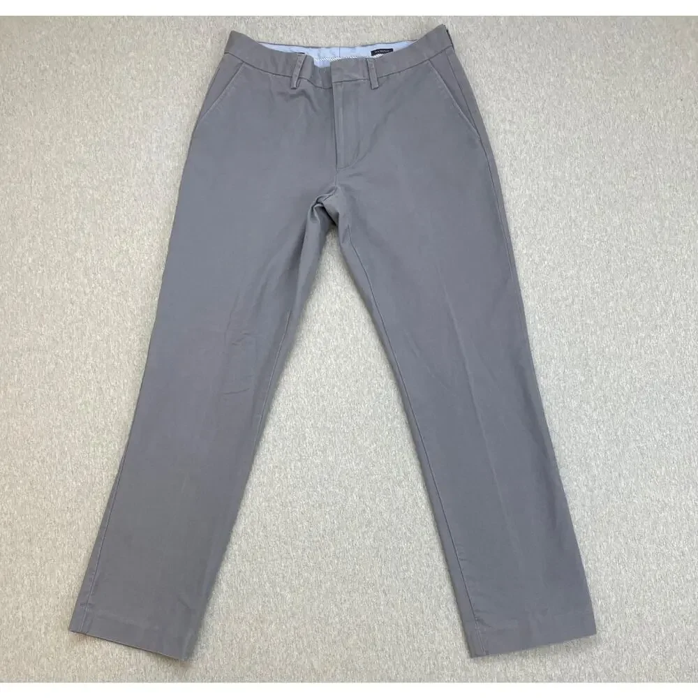 J Crew Pants Mens 30‎ x 32 Gray 100% Cotton Slim Bedford Flat Front Straight